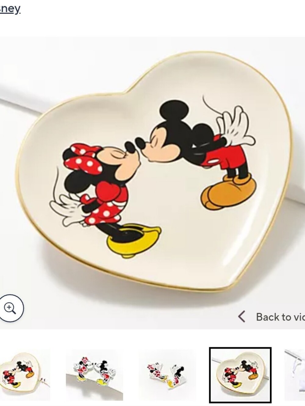 Disney Kissing Minnie & Mickey Stud Earrings & Trinket Tray